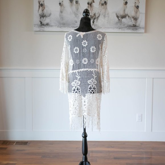 Crocheted Off White bathing Suit Cover up dress - Picture 7 of 11